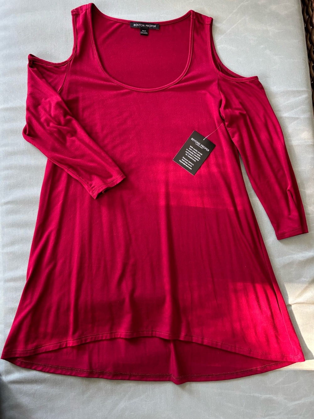Boston Proper Fuchsia Cold-Shoulder Scoop Neck Tunic